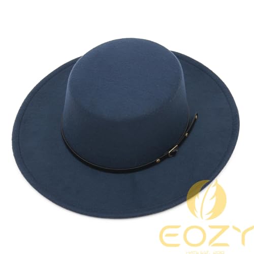 EOZY Women Men Classic Felt Fedora Hat Wide Brim Flat Top Jazz Panama Hat Casual Party Church Hat
