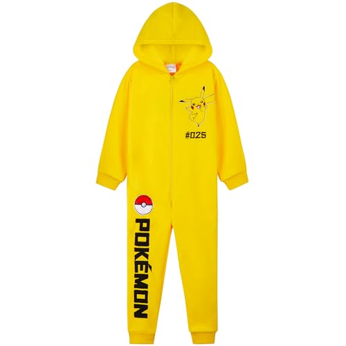 Pokémon Pyjama Combinaison Enfant Pikachu Grenouillère Enfant en Polaire Combi Pyjama Pikachu Dracaufeu 4-14 Ans (Jaune, 13-14 Ans)