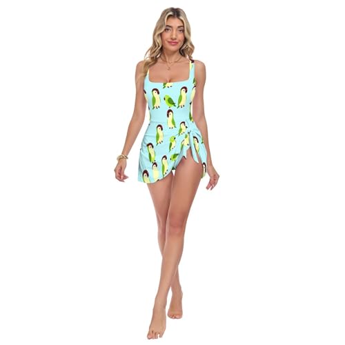 Maillot de bain push up amincissant vert oiseau drôle pour valoriser les clavicules