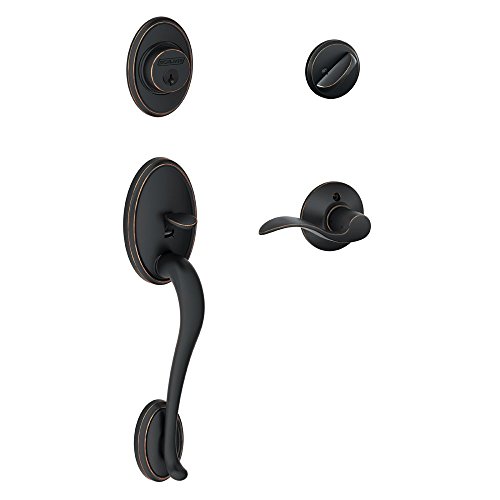 Buy 1 get 1 🔥 SCHLAGE Wakefield Single Cylinder Handleset and Right Hand Accent Lever, Aged Bronze (F60 WKF 716 Acc RH)