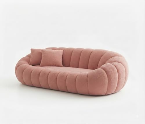 Image of CRAFTCITY 3 Seater Pumpkin Couch /Luxury Modern Upholstered Sofa for Living Room