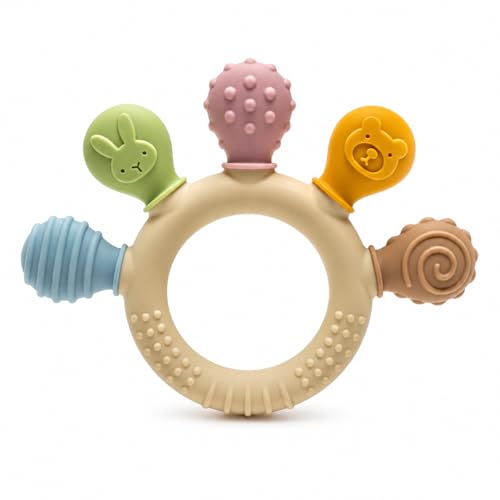Image of Baby Teether Toy for 3+ Months, BPA-Free Food Grade Silicone Teething Ring, Soft Chew Toy for Teething Relief, Easy Grip Sensory Teether for Infants 6-12 Months, Newborn Baby Gift for Boys & Girls (New Teether)