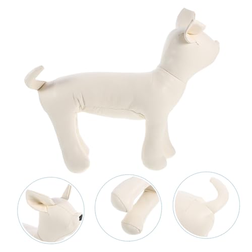 LIGIGWASH Leder Hundemannequin Sitzend Weiß S Robust und Dekorativ für Kleine Hundebekleidung zur Präsentation von Haustierkleidung im Geschäft Langlebiges Modell für Hundeshops