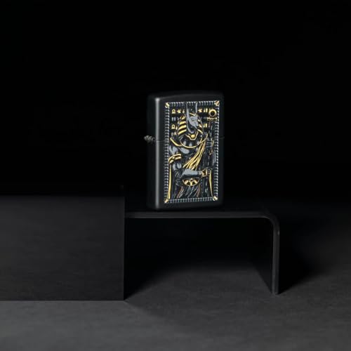 Encendedor Zippo personalizado diseño Anubis negro mate miniatura 3