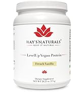 Hay's Naturals LevelUp Vegan Protein Powder - 21g Protein - French Vanilla Flavor, Plant-Based Pr...
