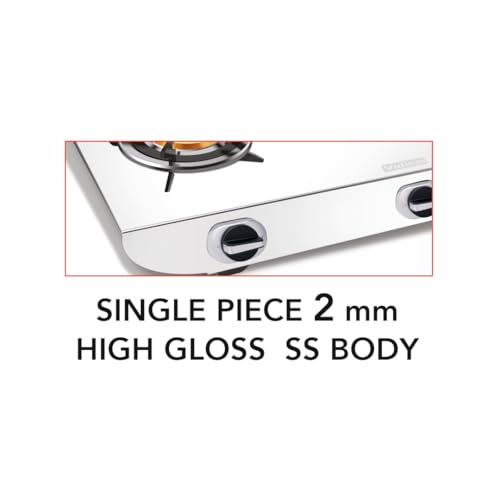 Image of Vidiem Tusker Pulse Stainless Steel 3 Burner Gas Stove with Brass Burners, Auto Ignition Gas Stove, High Gloss Finish, Large Cooking Surface, ISI Certified, 5 Years Warranty