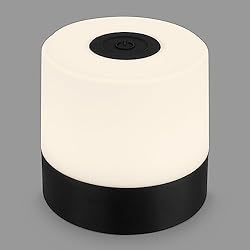 Lamparas Baratas BRILONER - Mini lámpara de mesa LED inalámbrica, lámpara de noche regulable táctil, lámpara de escritorio, USB-C, lámpara de camping, luz blanca cálida, 7x7 cm, negro