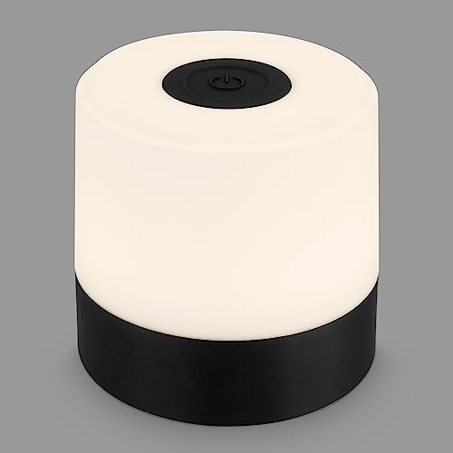 BRILONER - Mini lámpara de mesa LED inalámbrica, lámpara de noche regulable táctil, lámpara de escritorio, USB-C, lámpara de camping, luz blanca cálida, 7x7 cm, negro