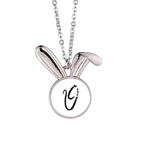 Collier lapin alphabet grec theta noir idée cadeau anniversaire original