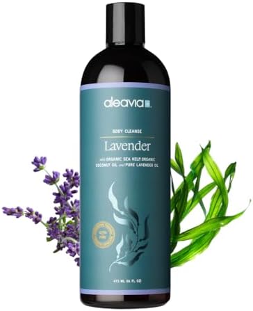 Aleavia Lavender Body Cleanse – Organic & All-Natural Prebiotic Body Wash, Scented with Pure Essential Oils – Nourish Your Skin Microbiome – 16 Oz.