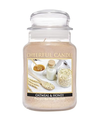 A Cheerful Giver - Oatmeal & Honey - Vela perfumada grande de 24 onzas con tapa - Vela alegre - 135 horas, velas de regalo para mujeres, color marrón claro