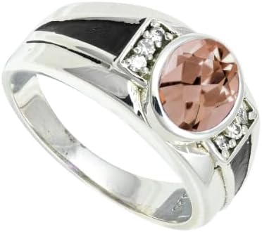 SILVERNROCK Morganite Lab Grown Gemstone Silver plated Meditation Ring Handmade 