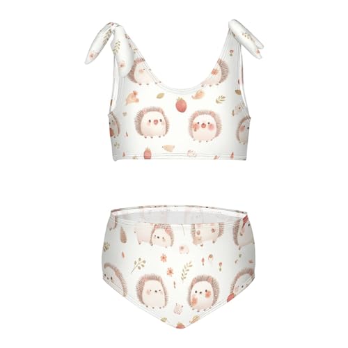 KLL Cute Watercolor Hedgehogs Girls' Two Piece Bikini Set Beach Swimsuit Swimwear Adjustable Strap