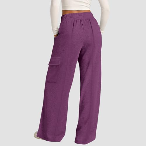 Lightweight Cargo Sweatpants for Women Outdoor High Waisted Drawstring Sweat Pants Fall Palazzo Pant with Pockets3