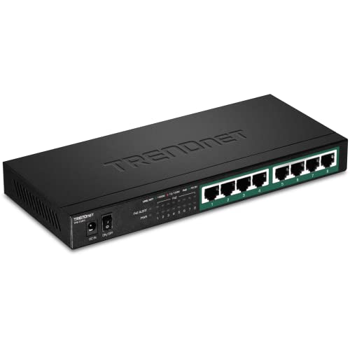 Image of TRENDnet 8-Port Gigabit PoE+ Switch, 65W PoE Power Budget, 16Gbps Switching Capacity, IEEE 802.1p QoS, DSCP Pass-Through Support, Fanless, Wall Mountable, Lifetime Protection, Black, TPE-TG83