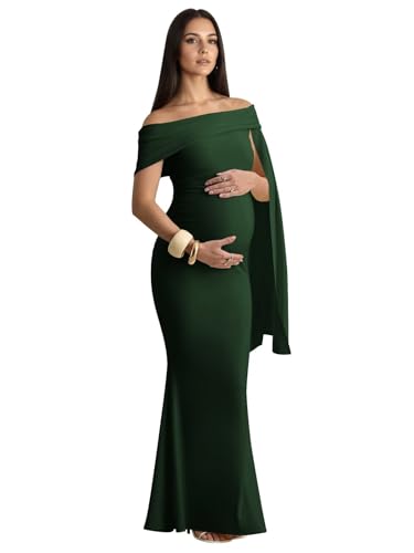 Maternity Dresses for Women Off Shoulder Baby Shower Dress Long Satin Formal Pregnancy Gowns