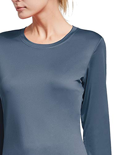 BALEAF Women's Long Sleeve Workout Shirts Sun Protection Activewear Running Tops Grey Size M
