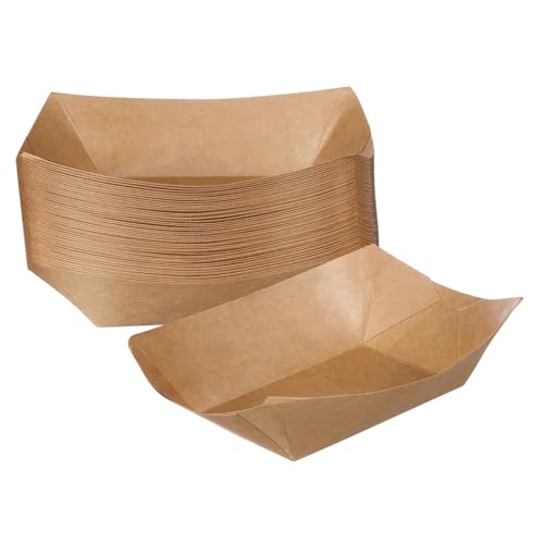 COLLBATH Disposables 50 Pcs Paper Snack Trays Hot Dog Plates Carnival Plates Leak-resistant Bulk