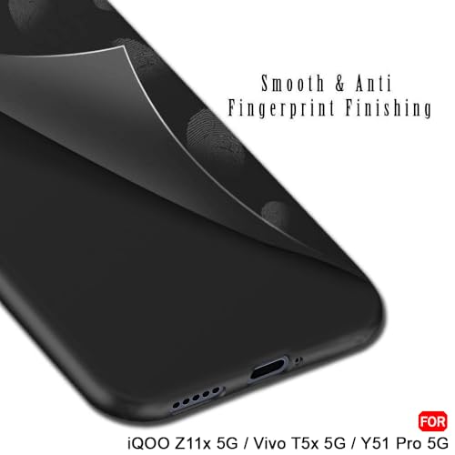 Image of TheGiftKart Sleek Back Cover Case for iQOO Z11x 5G / Vivo T5x 5G / Vivo Y51 Pro 5G | Slim Fit Protective Design | Ultra Matte Finish | Camera Protection Bump | Soft Silicon Back Case (Silicone, Black)