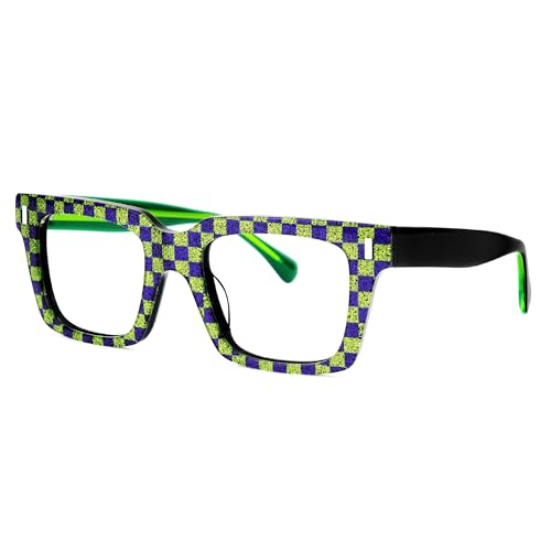Image of Zeelool Glasses Frames for Women Green Rectangle Eyeglasses Non-prescription Clear Lens Glasses Fashion Acetate Full Eyewear Glasses JGA694383-03, Medium