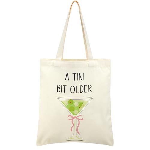 Breling Green Martini Canvas Dirty Tote Bag a Tini Bit Older Gift for Women