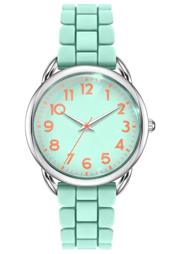 Montre pour femme bleu clair Bisley bracelet silicone chiffres arabes