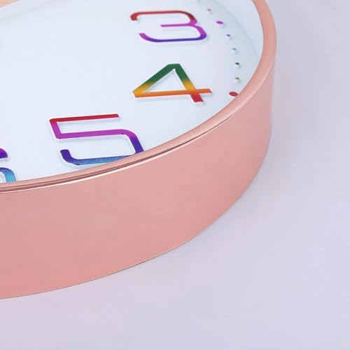 Image of TEKCOOL Plastic Digital Wall Clock 12 inch Silent Quartz Decorative Non-Ticking Classic Clock Battery Operated Round Easy to Read for Room /Home /Kitchen /Bedroom /Office /School- (Rainbow), White;