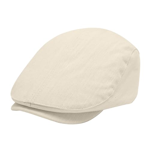 Image of ZLYC Men Cotton Flat Cap Summer Scally Ivy Gatsby Newsboy Beret Driver Cabbie Hunting Hat