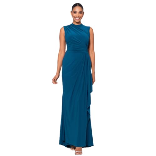 Image of Betsy & Adam Women's Sleeveless High Neck Bodycon Formal Maxi Dress, Forest, 10