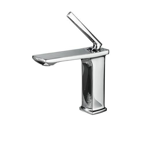 Grifo de lavabo para reformas modernas de baños con diseño monomando en oro cepillado