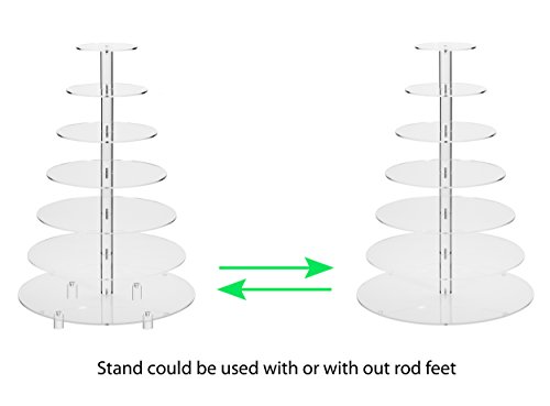 Jusalpha® Large 7 Tier Acrylic Round Wedding Cake Stand Dessert Stand Pastry Serving Platter-Food Display Stand For Large Event (Large With Rod Feet Base) (7Rf) #TOP5