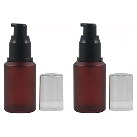 XINGZI 2 PCS 60ML(2 OZ) Upscale Empty URefillable Wine Red Glass Pump Press Lotion Bottle Cosmetic Make Up Oil Cream Emulsion Jar Bottle Storage Containers Cover