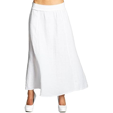 CASPAR Fashion RO019 Falda Plisada de Verano de Lino Blanco XXL Cover