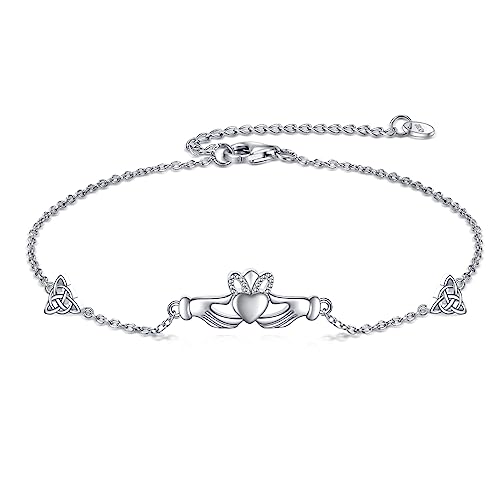 Bracelets for Women Sterling Silver Claddagh Infinity Tree of Life Daisy Bracelets Friendship Adjustable Charm Bracelet Jewelry Birthday Valentines Christmas Gifts for Mom Friends
