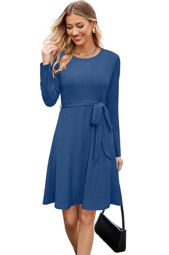 Newshows Women's Sweater Fall Teacher Work Casual Dress (Dark Navy, L)