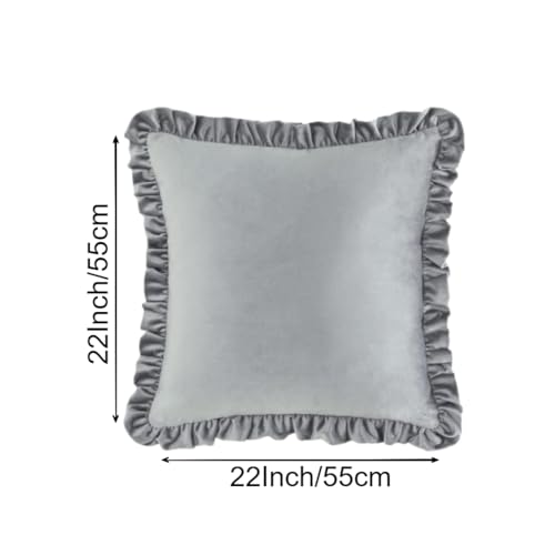 Image of Amazon Brand - Umi Velvet Silver 22x22 Pillow Covers, Set of 2 Decorative Ruffle Cushoin Pillow Covers for Sofa Couch
