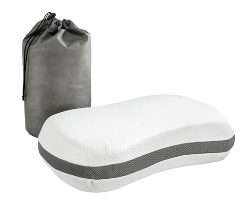 XDREAM Travelbuddy ergonomisches Kissen aus Viskoschaum | Kopfkissen für erholsamen Schlaf mit praktischer Tasche für Reisen | waschbarer Bezug | 50 x 30 cm