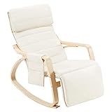 JOMEED Rocking Chair, Rocking Armchair with Fabric Padded Seat,Wooden Based, Adjustable Footrest for...