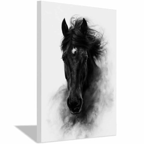 Poster Noir Et Blanc Étalons Sauvages Toile Prête À Poser Pour Mur Vide
