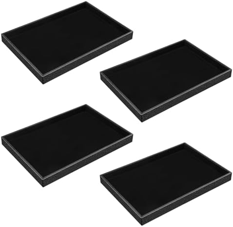 4 Pcs Stackable Jewelry Tray Black Showcase Display Jewelry Organ...