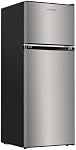 Upstreman 4.0 Cu.Ft. Mini Fridge with Freezer, Dorm Essentials, Double Door, Small Refrigerator for Office, Dorm, Bedroom, Adjustable Thermostat, Large Capacity, Stainless-SR401