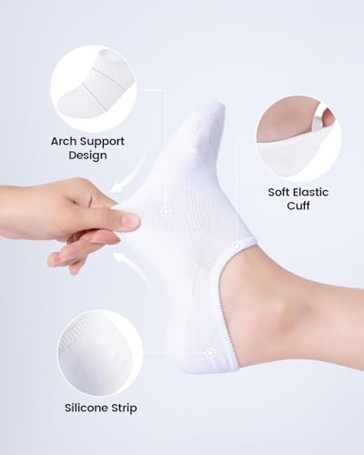 Image of IDEGG No Show Socks For Women and Men 12 Pairs Casual Low Cut Socks Anti-slid Athletic Cotton Socks with Non Slip Grip