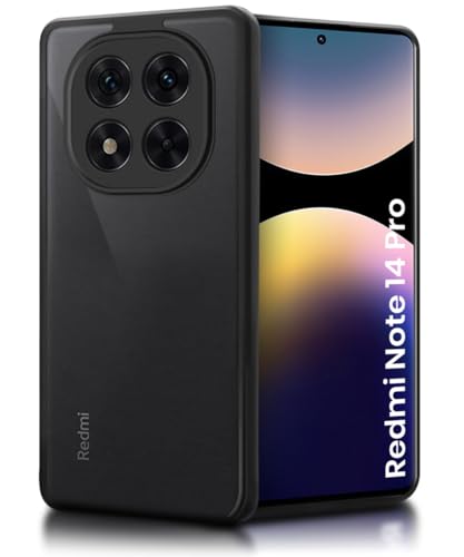 Image of WOW IMAGINE Translucent Hybrid Back Case Cover for Redmi Note 14 Pro 5G | Poco X7 5G Smoked Matte Back | Shock Proof 360 Degree Protection | Protective Hard Case - Matte Black