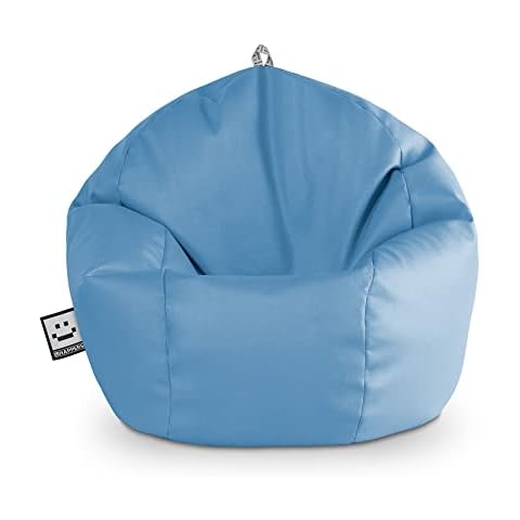 HAPPERS Puff Pelota Polipiel Interior Azul Cielo con Relleno Incluido Cover