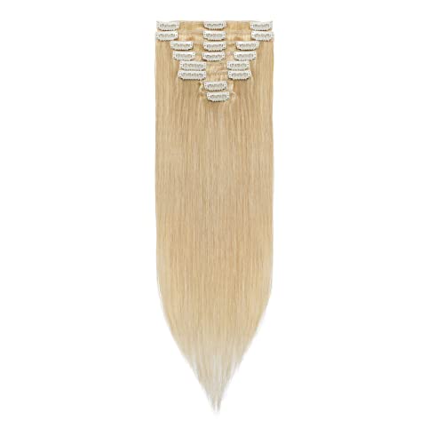 Human Hair Clip on Blonde 18 2