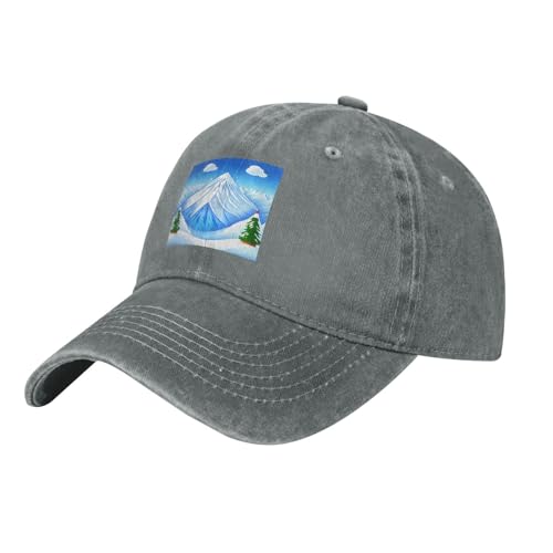 HJFCZH Gorra de béisbol negra para adultos, diseño de dibujos animados, nieve, montaña, para hombres y mujeres, elegante y duradera, Gris, talla �nica