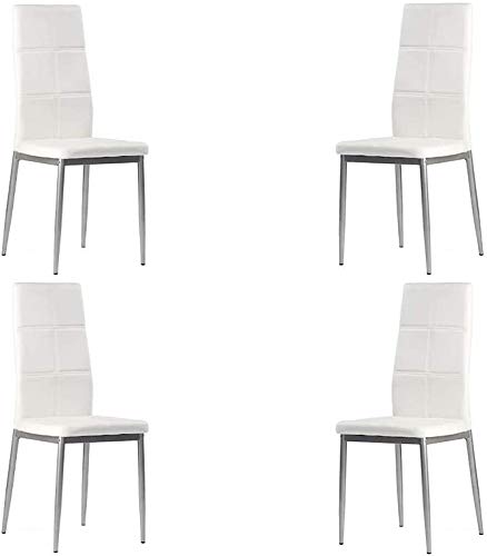 MOMMA HOME - 4 chaises de Salle à Manger - Modèle Clara - Blanc - Dimensions 42 x 47 x 97,5 cm - Revêtement en Similicuir - Dossier Ergonomique et...