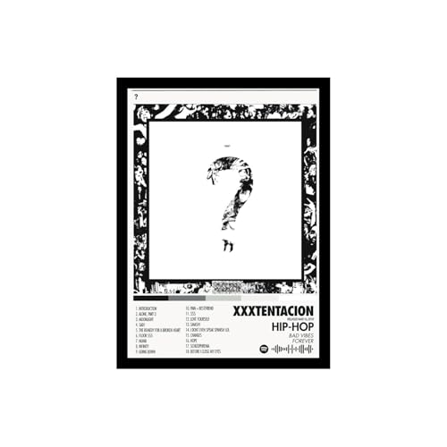 Image of BLINKART XXXTENTACTION- ? Wall Photo Frames | Wall Art for Bedroom, Living Room, Studio or Office | Album Cover Print with Spotify Song Link QR Code | Gift for Fans - 8x12 In