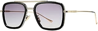 Tony Stark Sunglasses Vintage Square Metal Frame Eyeglasses for Men Women - Retro Iron Man and Spider-Man Sun Glasses Nerd Glasses Square Eyewear-51MM Lens width