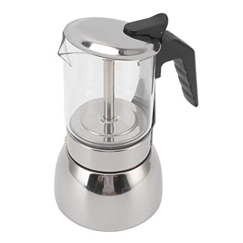 Moka Pot, Estilo Clásico Italiano para Hogar y Cafetería, Acero Inoxidable y Vidrio, Juego de 3 Piezas (300ML)